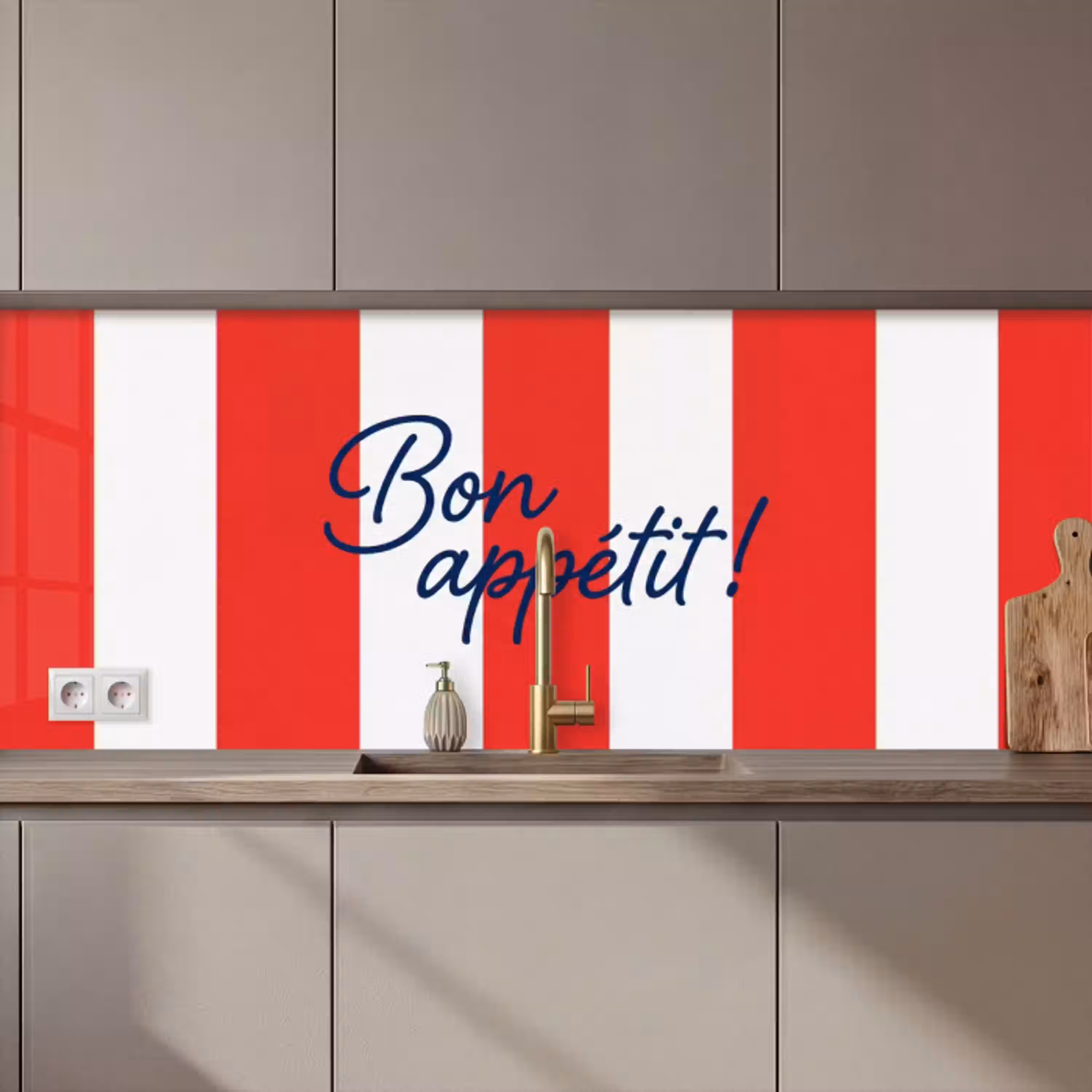 Eten - Spreuk - Keuken - Grafisch - Rood-Wit keuken achterwand 2 middel zz_3dshopping