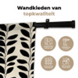 Botanisch - Dessin - Zwart - Beige Wandkleed katoen klein 269 -sfeer2