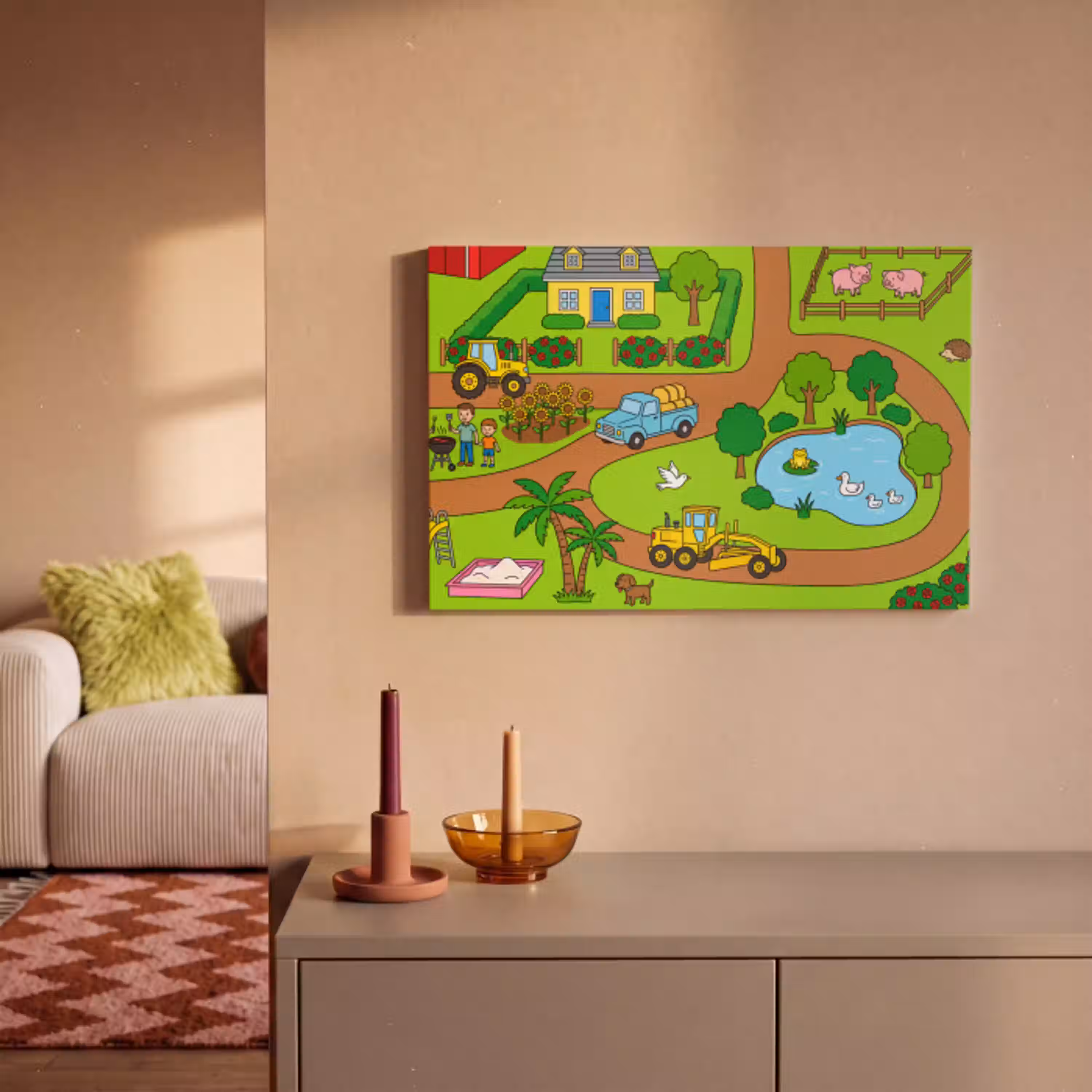 Platteland - Dieren - Cartoon canvas 2cm klein -sfeer1