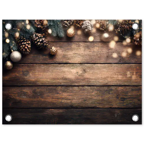 Kerstdecoratie - Houten - Dennenappel - Bruin tuinposter los doek klein -3d