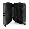 Groene achtergrond met dubbele zwarte horizontale strepen NBS - Handbagage koffer - Volwassenen Unisex middel -binnenkant