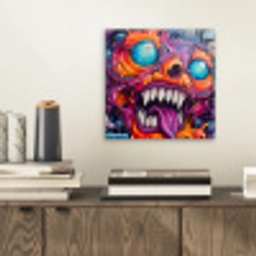Monster - Graffiti - Kleuren - Oranje aluminium wit klein -sfeer1