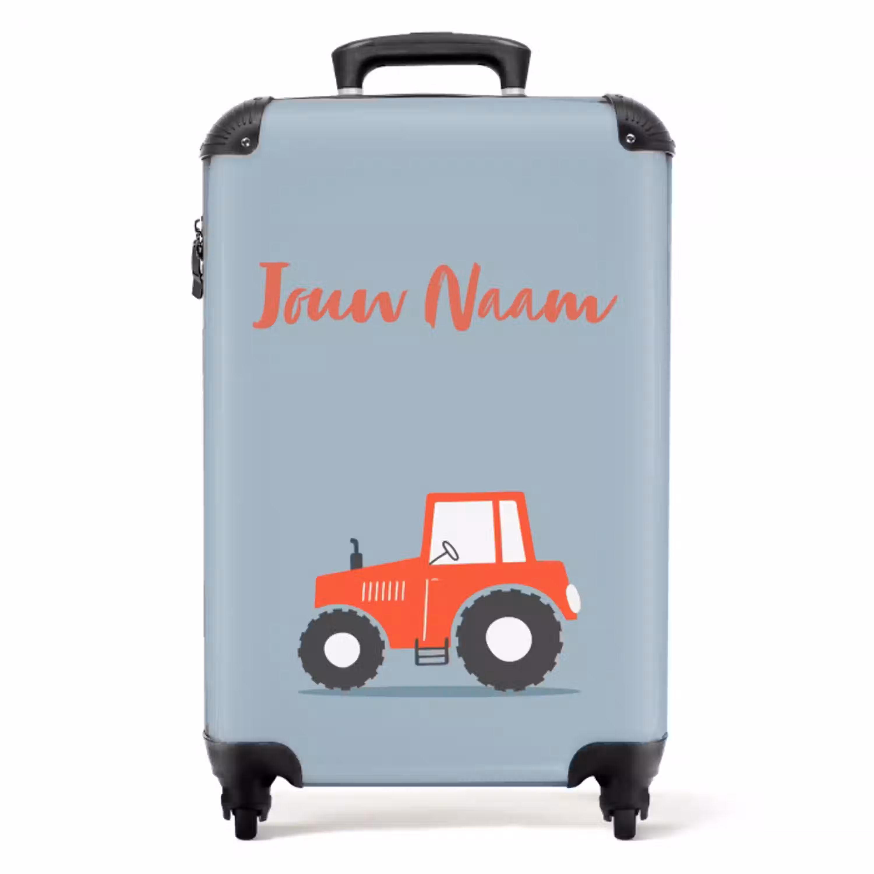 Rode trekker blauwe achtergrond NBS - Handbagage koffer - Kinderen Unisex middel -productfoto_recht