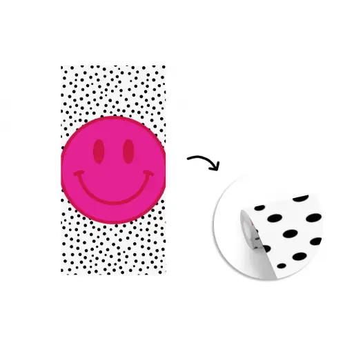 Smiley - Roze - Stippen fotobehang vinyl groot -3d