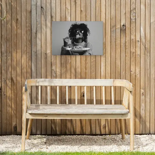 Vrouw - Pasta - Zwart - Wit Tuinposter op houten frame 2 cm dik klein -sfeer4