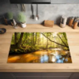Bos - Beek - Zonlicht - Natuur - Groen Inductie beschermer vinyl 3mm klein -sfeer5