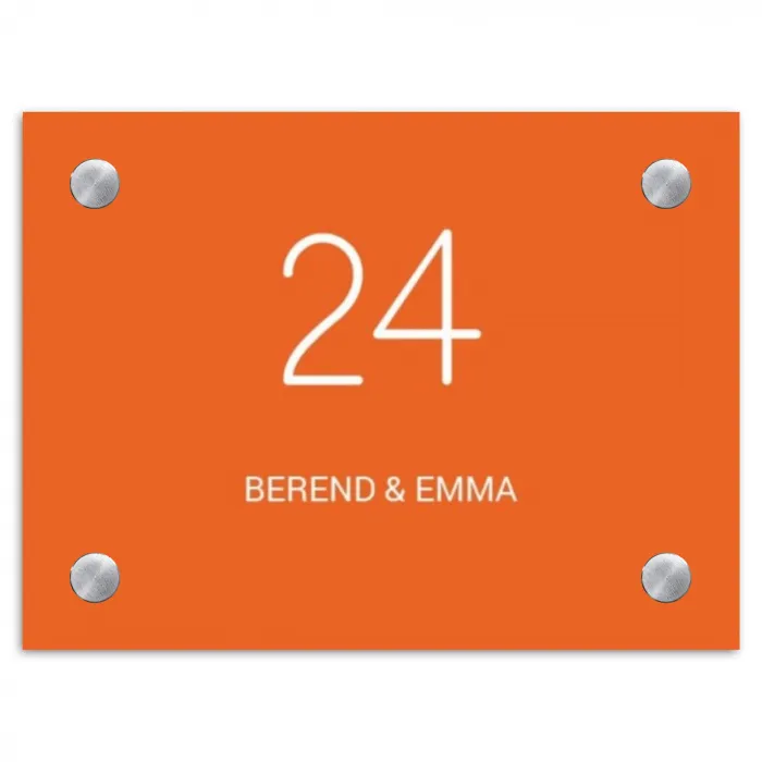 Oranje - Klassiek Naambord Rechthoek middel -3d