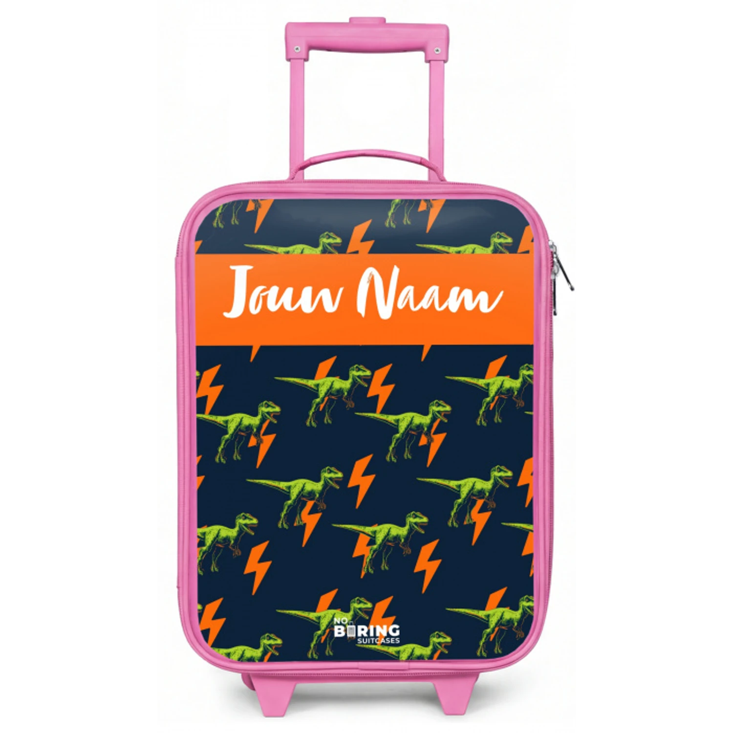 Dinos - Bliksem - Dieren - Blauw Kinderkoffer - Roze klein -zz3dotto