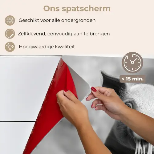 Varken - Schattig - Spaghetti - Zwart wit - Dier keuken achterwand spatscherm klein -spatscherm_NL