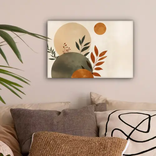 Vormen - Rond - Bladeren - Beige canvas 2cm klein -sfeer1