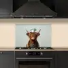 Schotse Hooglander - Bruin - Hoorns - Kokskleding keuken achterwand spatscherm klein -sfeer1
