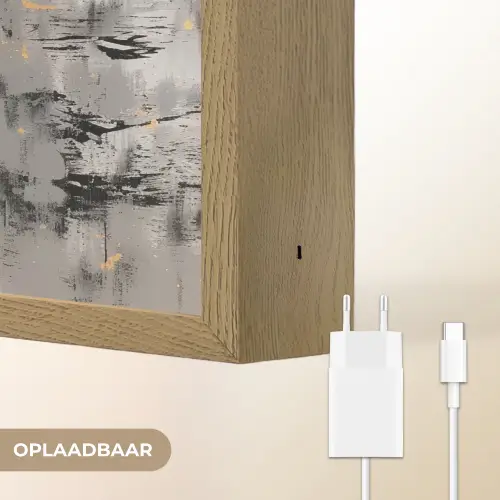 Abstract - Hert - Gewei - Goud Light Box met batterij (Wandlamp) middel -USP_websiteoplaadbaarNL