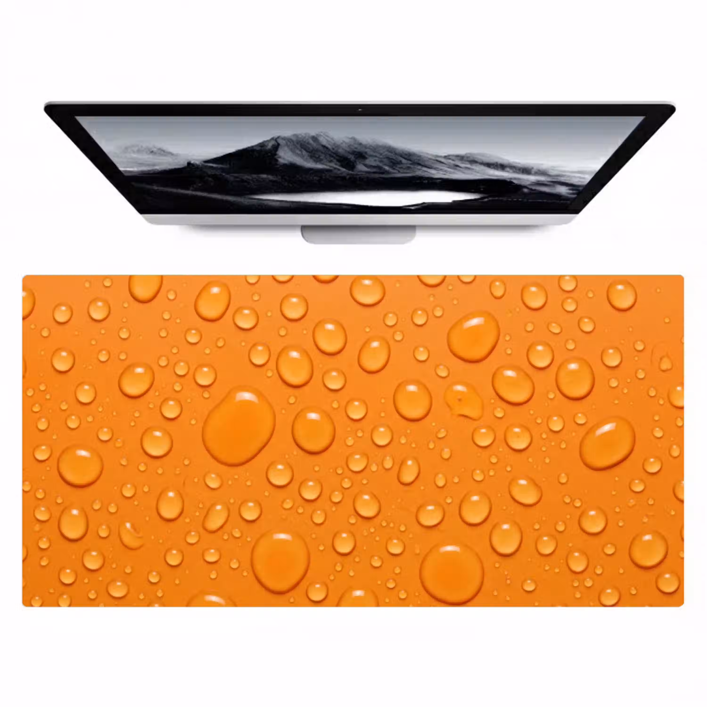 Water - Druppels - Oranje Muismat XXL klein -zzz3d