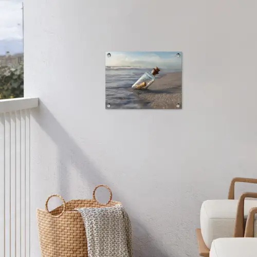 Glazenfles - Post - Zee - Zand tuinposter los doek klein -sfeer8
