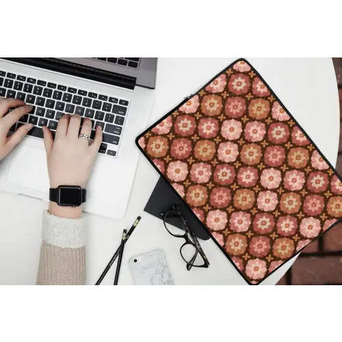 Geometrisch - Bloemen - Kleurrijk laptophoes neopreen klein 279 -bureau