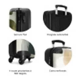 Minimalistisch - Cirkels - Penseelstreken - Beige NBS - Handbagage koffer - Volwassenen Unisex middel zzzzzzzbolletjes_FR
