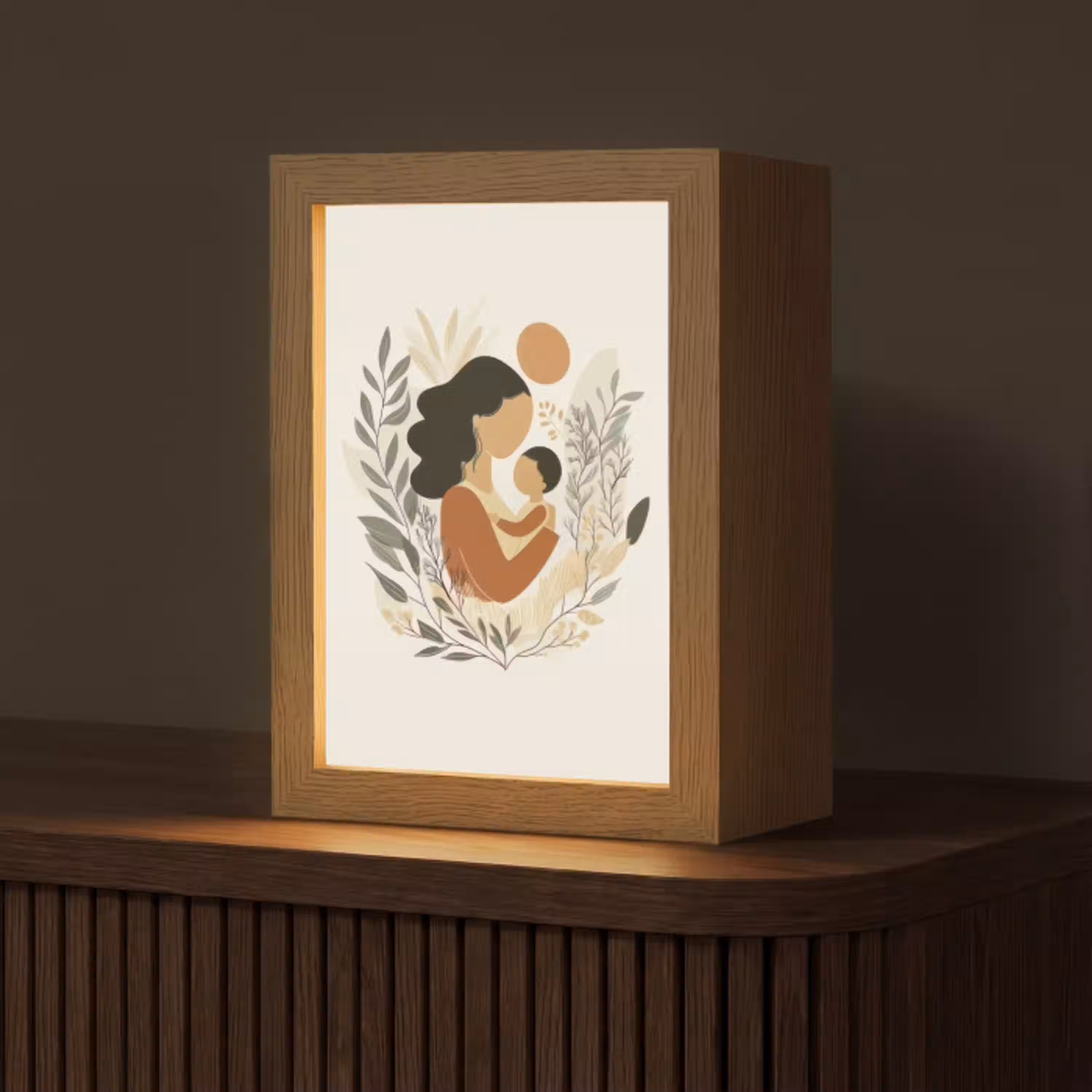 Illustratie - Moeder - Kind - Liefdevol Light Box met kabel (Tafellamp) klein -z3d_website