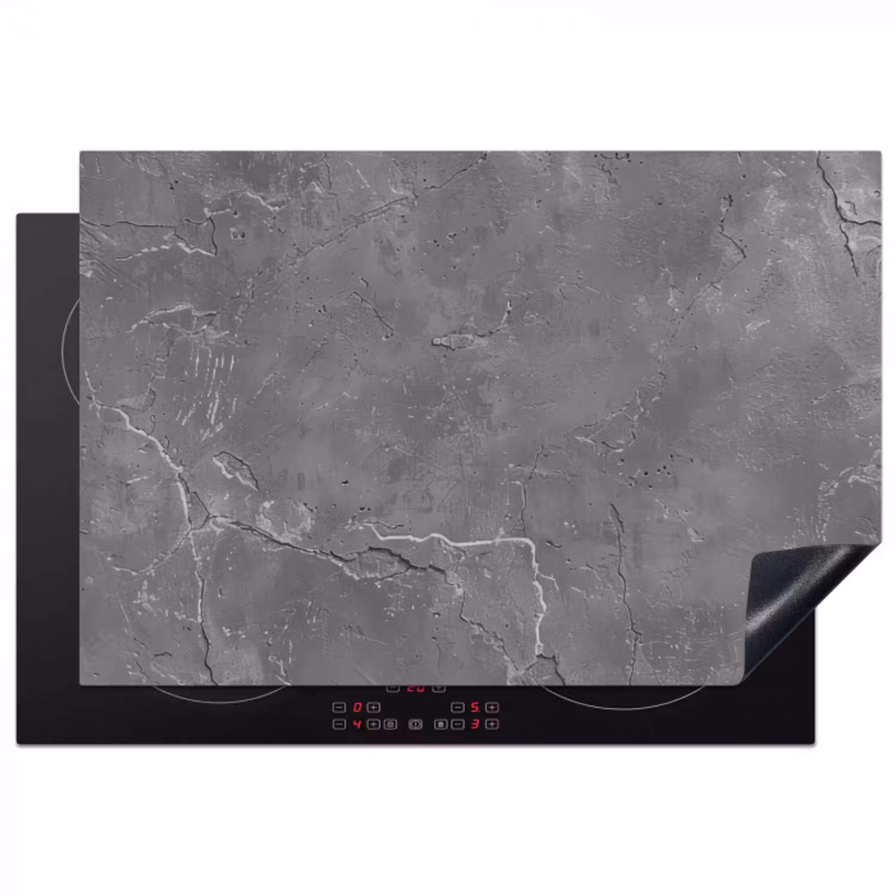 Beton - Grijs - Abstract - Betonlook Inductie beschermer vinyl 3mm klein -3d