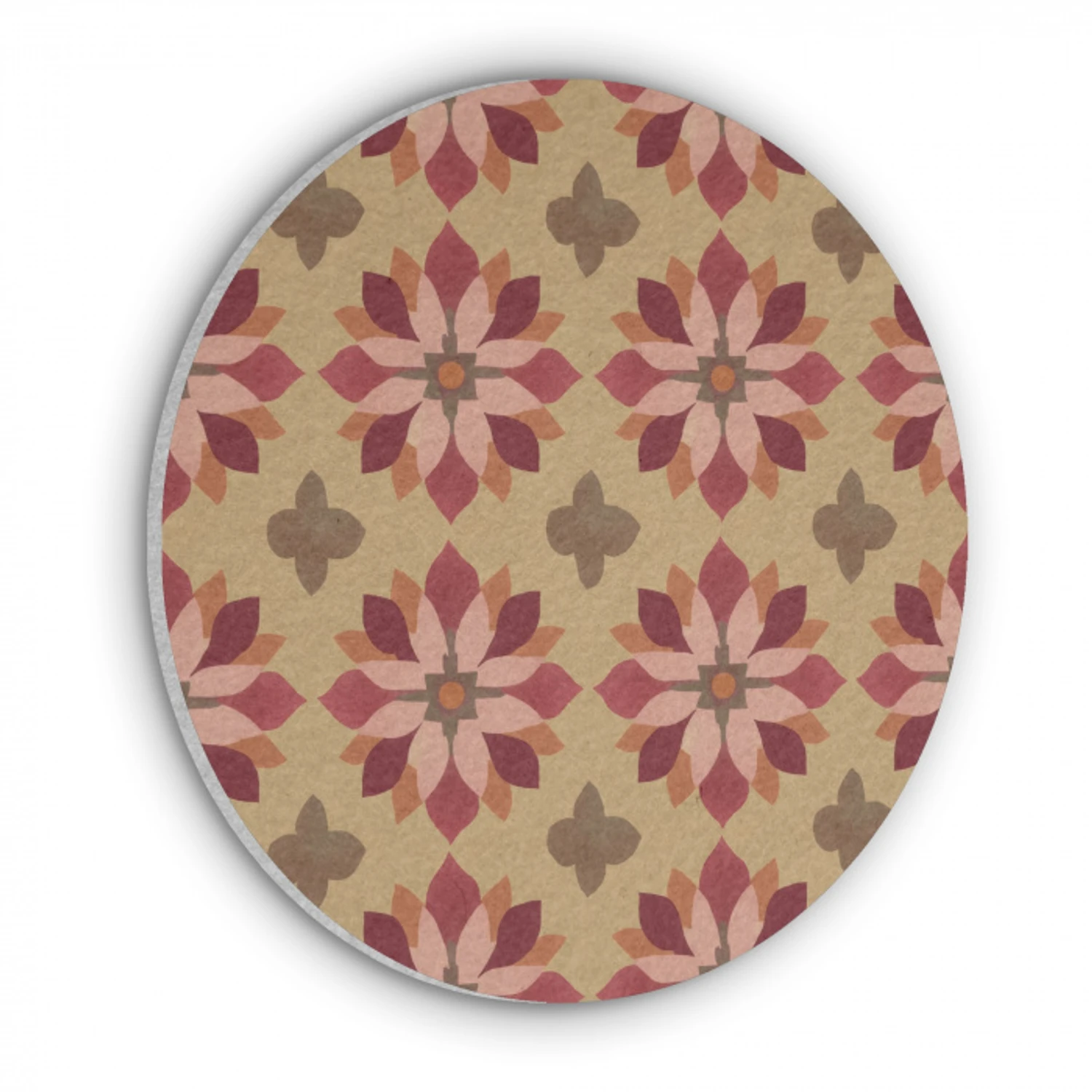 Bloemen - Retro - Groen Akoestische PET Vilt - Rond klein 838 -3d