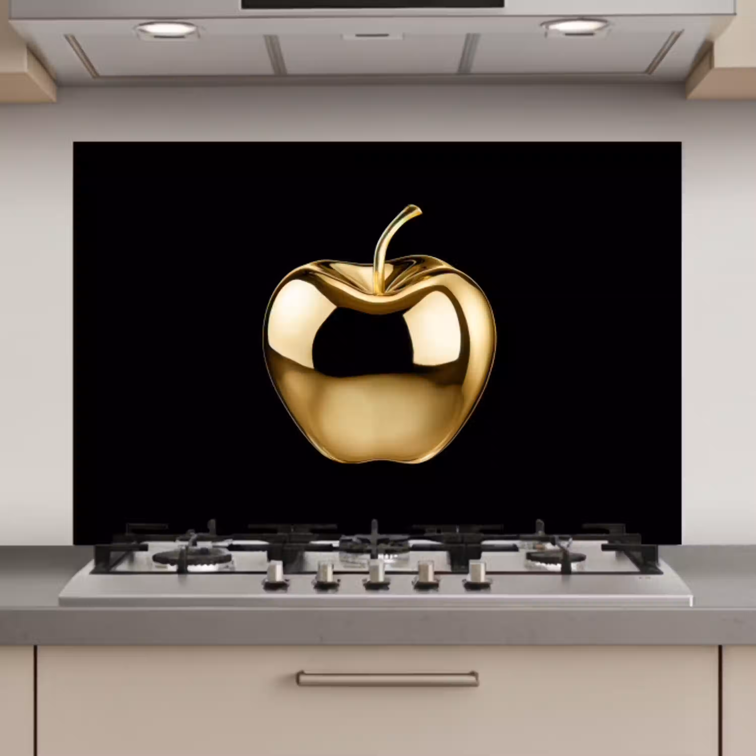 Appel - Goud - Chrome - Zwart keuken achterwand spatscherm klein -3d_website