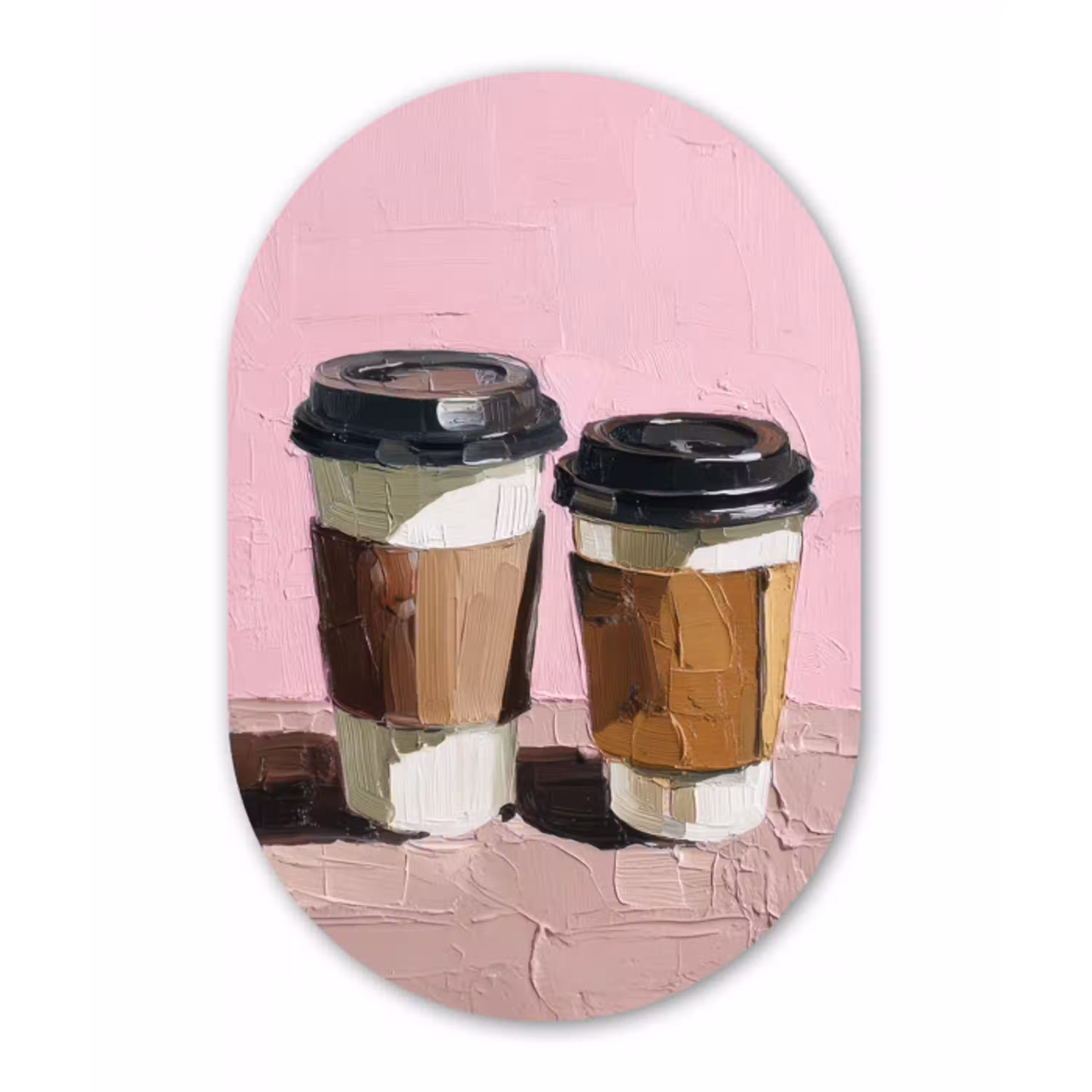 Koffiebekers - Deksel - Verf - Textuur Wandcirkel Ovaal Aluminium middel -3d