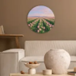 Tulpen - Landschap - Roze Akoestische PET Vilt - Rond klein -sfeer1