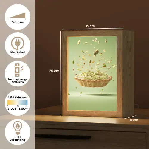 Pistache - Taart - Noten - Eten Light Box met kabel (Tafellamp) klein -USP_NL