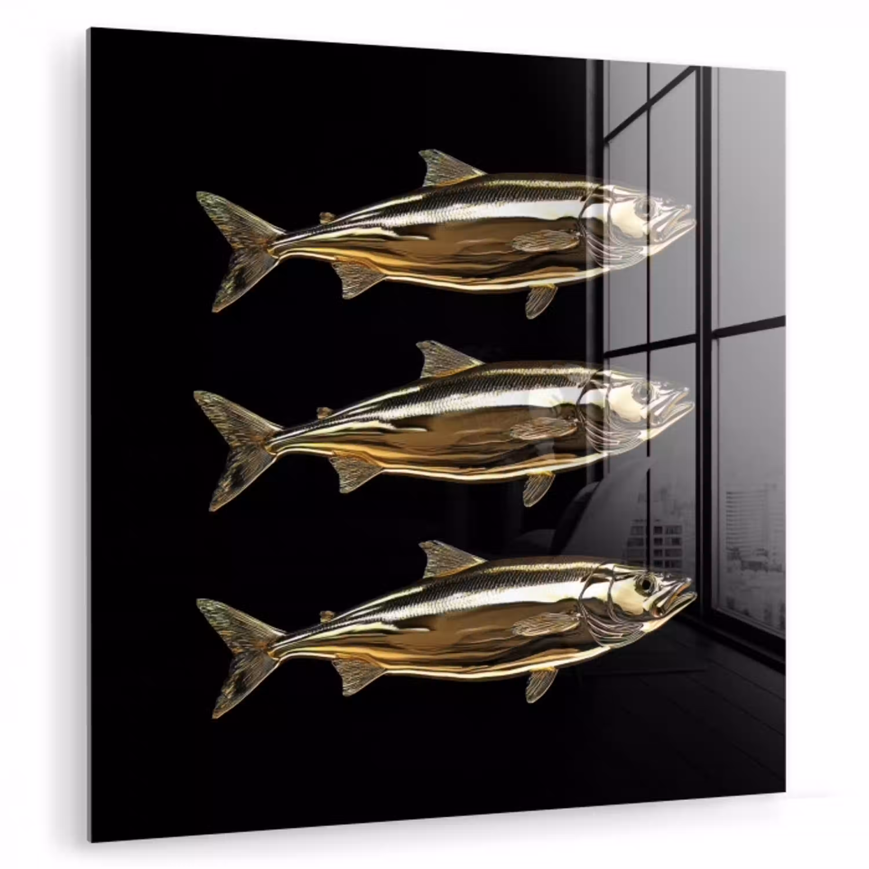Vissen - Goud - Zwart plexiglas 5mm klein -zzzproduct_nieuw
