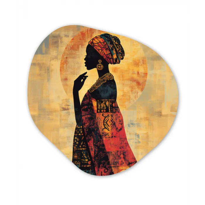 Vrouw - Silhouet - Patronen - Sierlijk Wandcirkel Organisch Plexiglas middel -3d