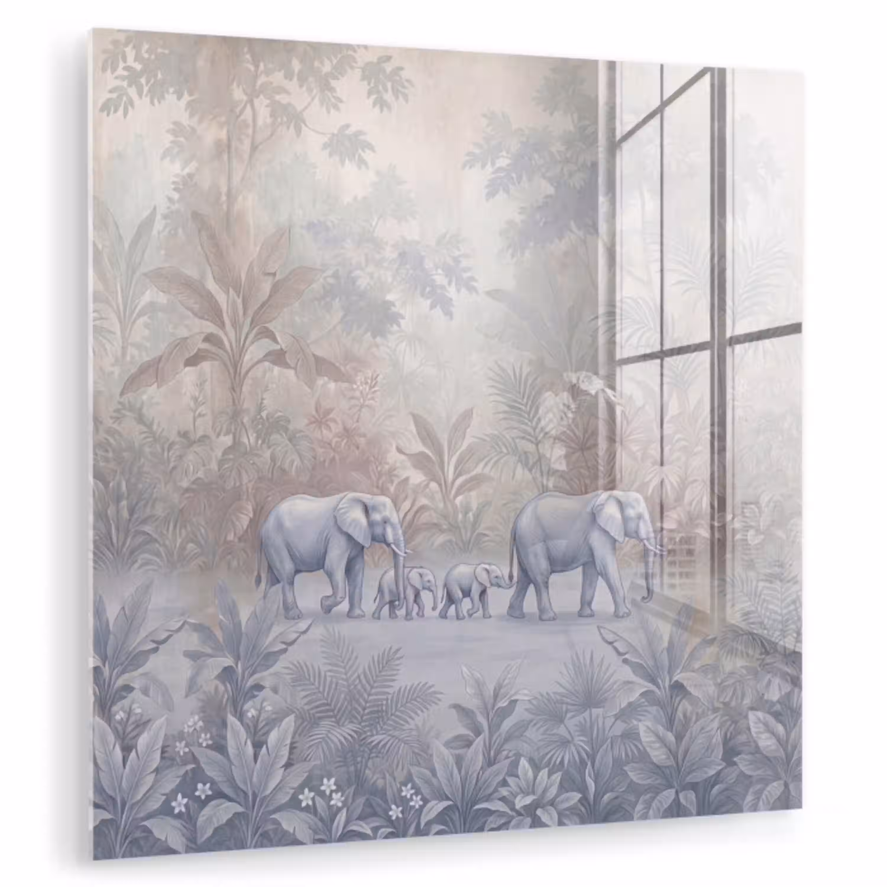 Olifant - Familie - Jungle - Illustratie - Grijs plexiglas 5mm klein -zzzproduct_nieuw