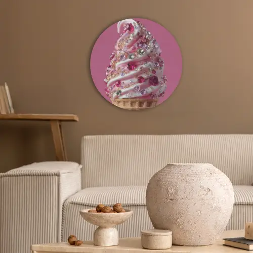 Softijs - Edelstenen - Roze - Hoorntje Akoestische PET Vilt - Rond klein -sfeer1