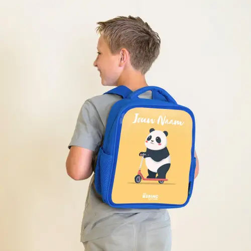 Panda - Step - Geel Kinderrugzak - Blauw middel -sfeer2
