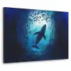 Walvis - Vissen - Donkerblauw Textielframe zwart klein -3d