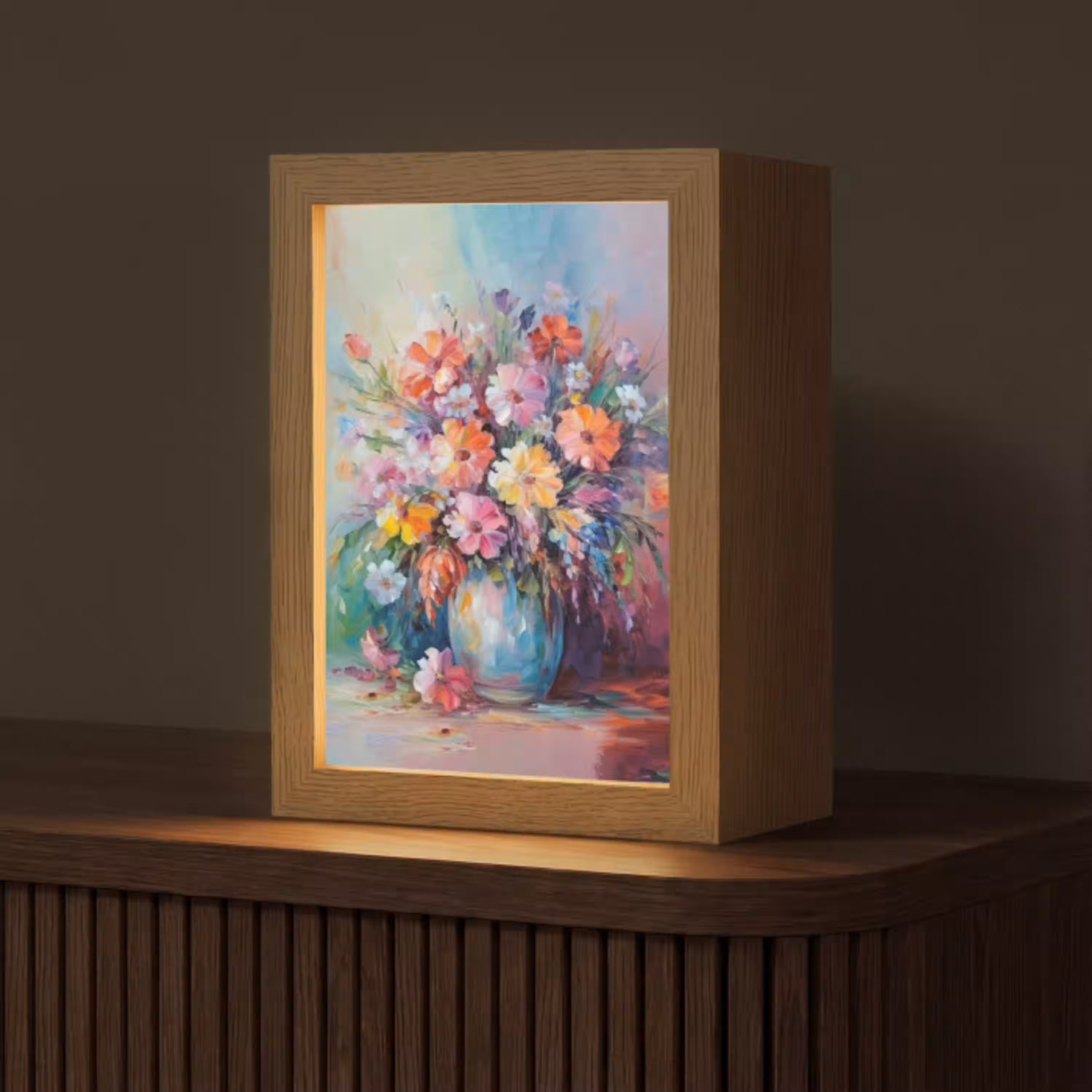 Bloemen - Kunst - Schilderij - Lente - Boeket Light Box met kabel (Tafellamp) klein -z3d_website