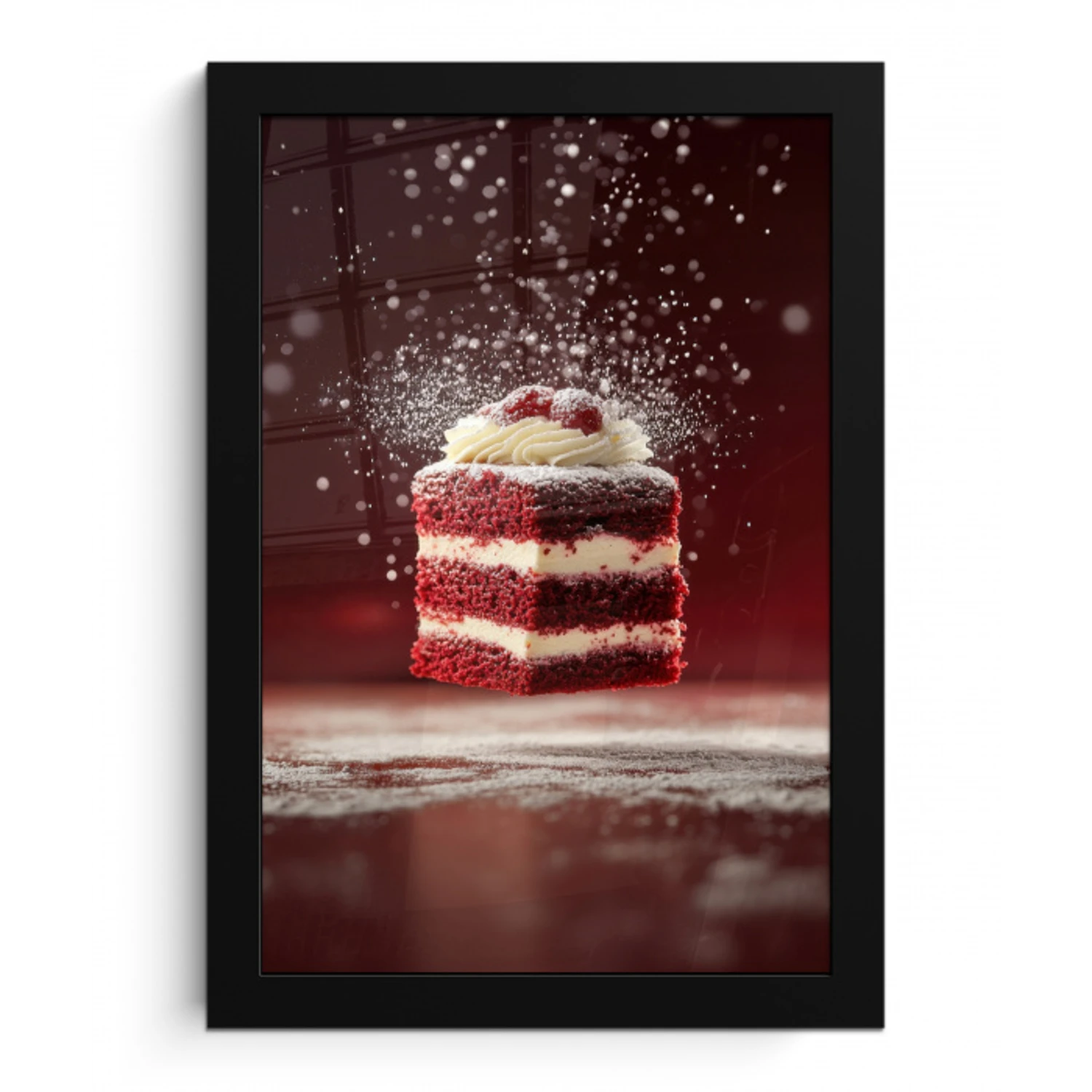 Rode - Velvet - Taart - Eten fotolijst zwart zonder passe partout klein -3d