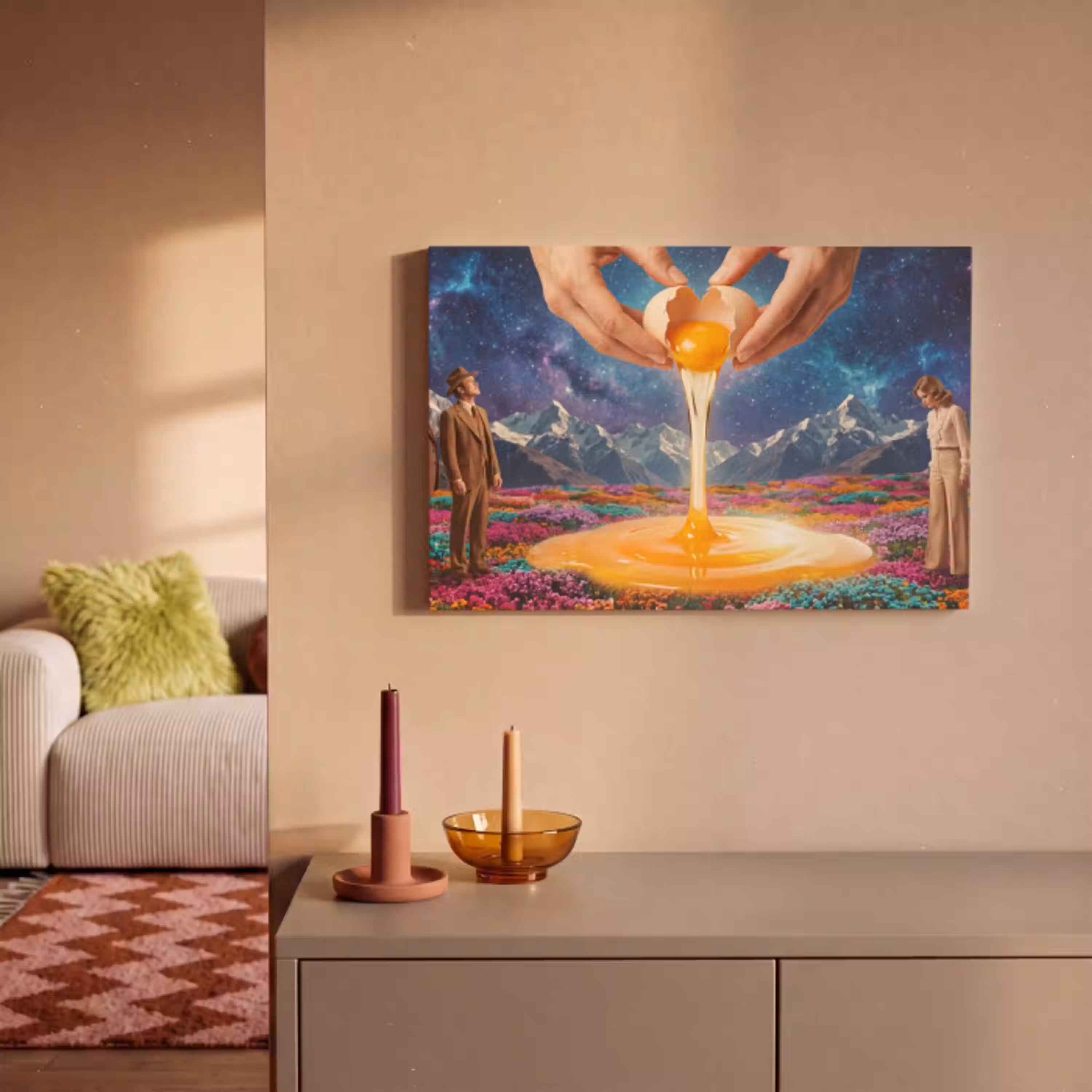 Handen - Ei - Surrealisme canvas 2cm klein -sfeer1
