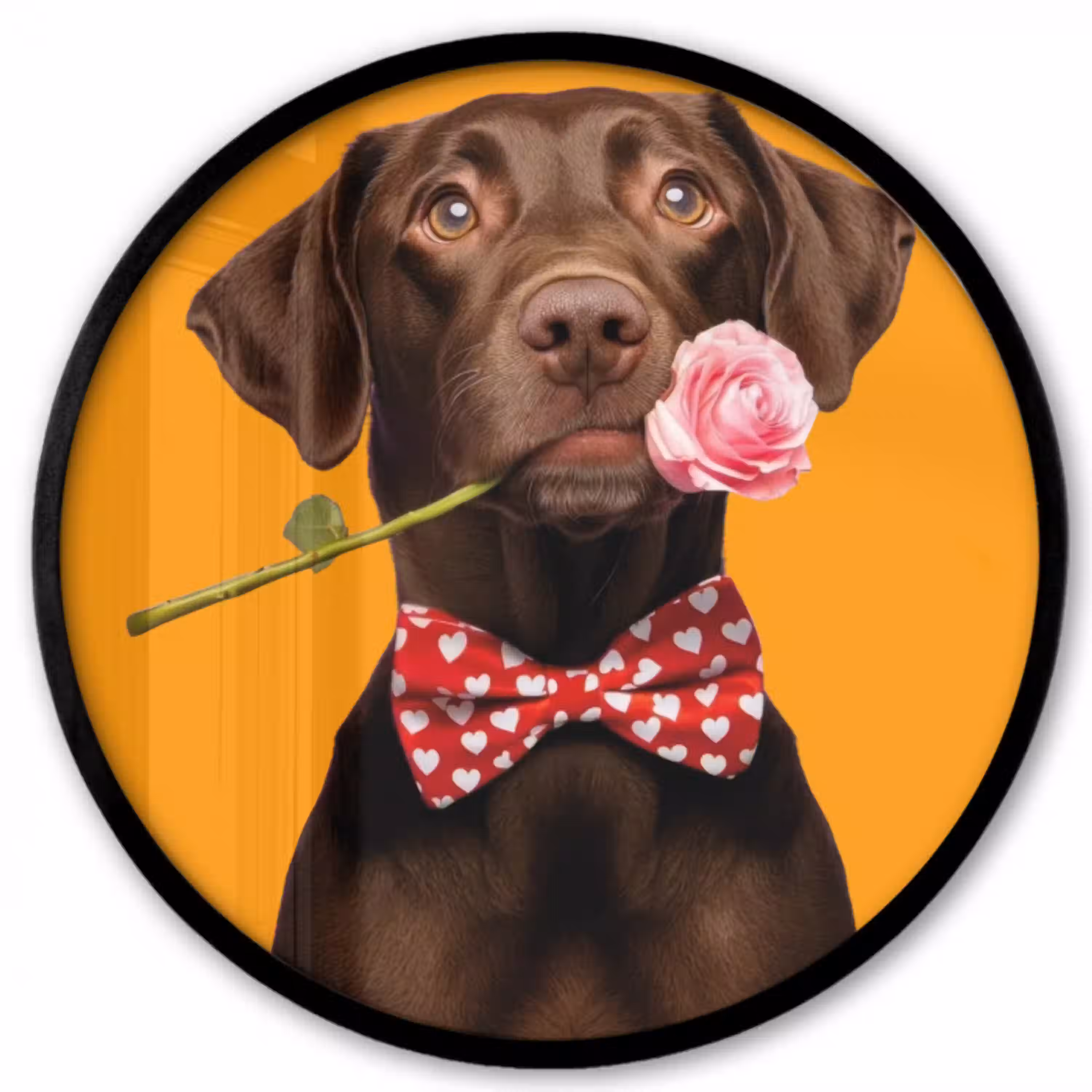 Hond - Oranje - Roos - Valentijn Fotolijst rond zonder passe partout klein -3d