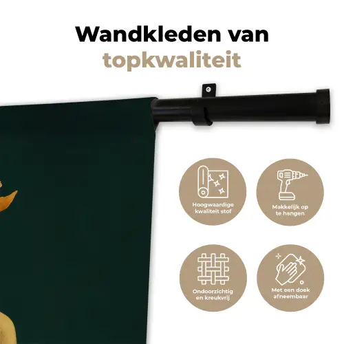 Vrouw - Hoed - Geel Wandkleed katoen klein -sfeer2