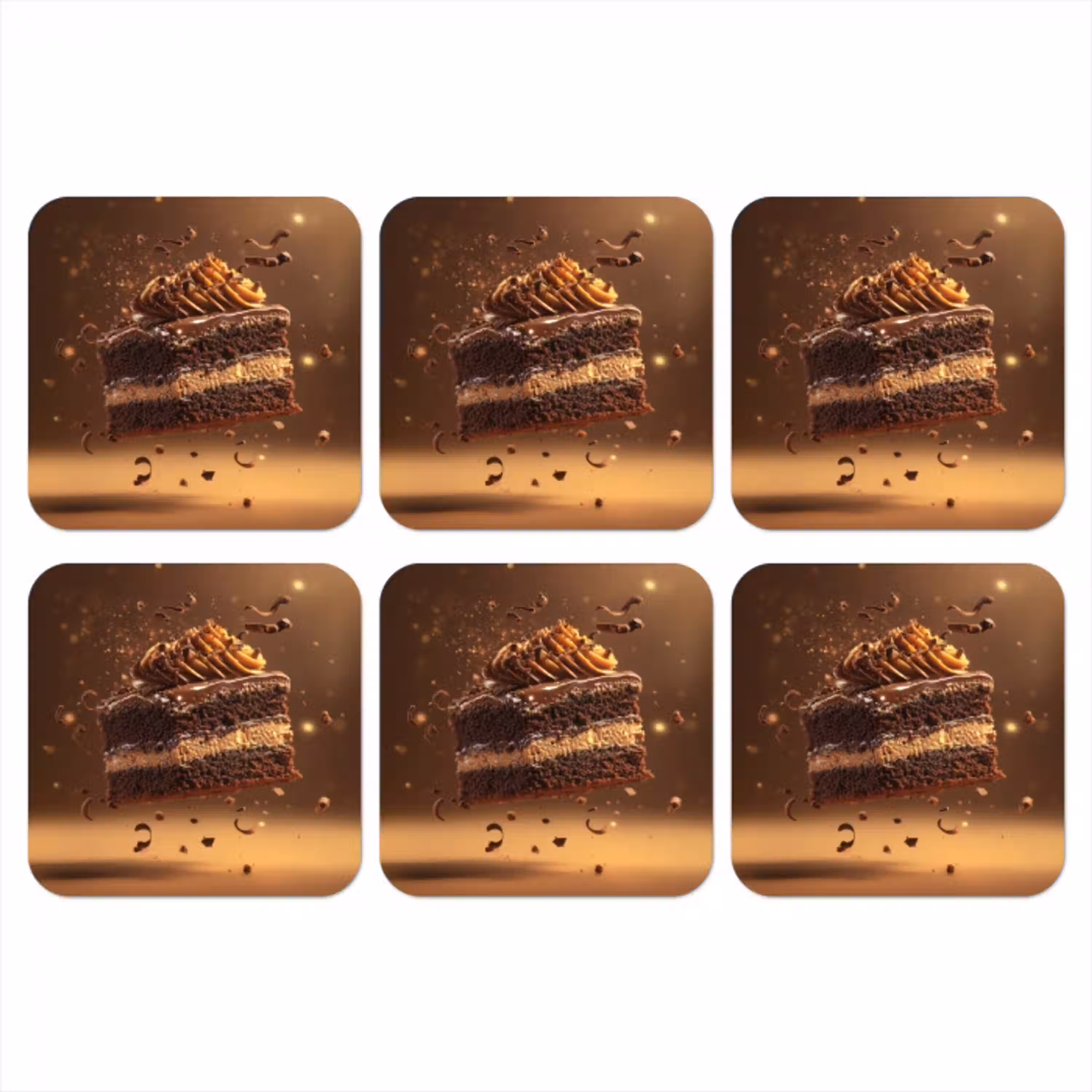 Taart - Chocolade - Eten - Brownie onderzetter kurk middel -3d