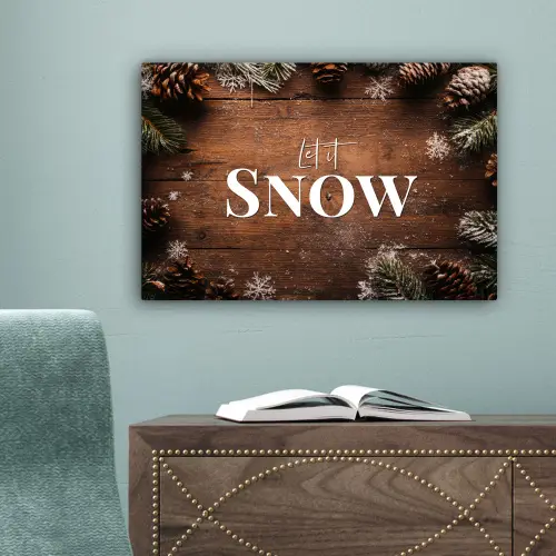 Sneeuw - Houtlook - Quote - Let it snow canvas 2cm klein -sfeer4
