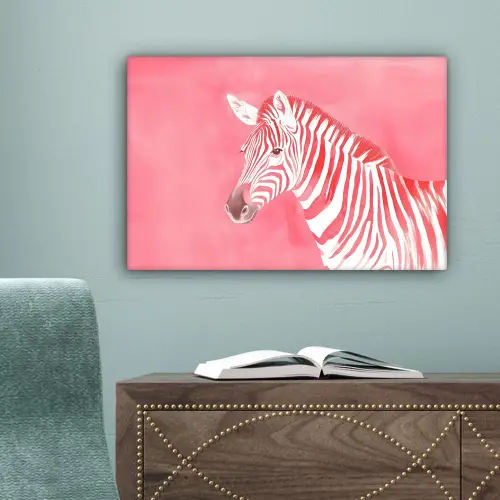 Zebra - Pink - Verf canvas 2cm klein -sfeer4