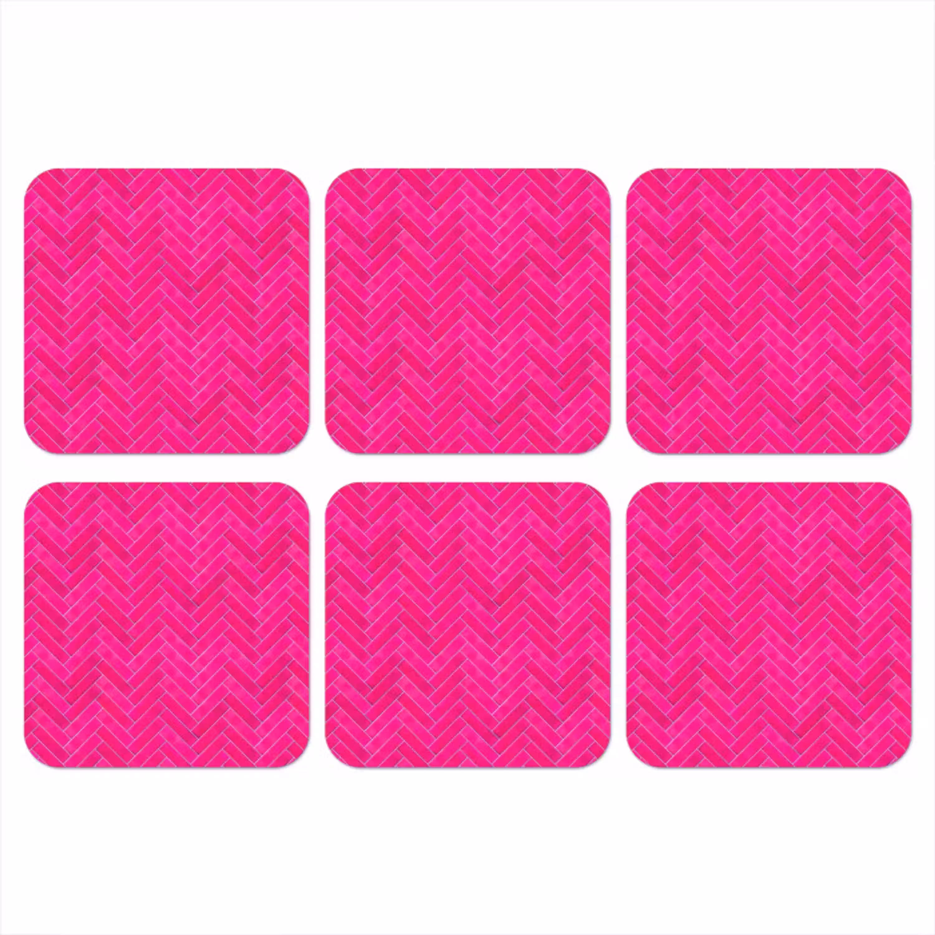 Visgraat - Wandtegel - Fuchsia - Roze onderzetter kurk middel 366 -3d