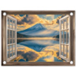 Doorkijk - Landschap - Bergen - Uitzicht - Raam tuinposter los doek klein -3d