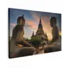 Tempel - Zonsondergang - Boeddha beelden - Buddha Tuinposter op houten frame 2 cm dik klein -3d