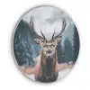Hert - Dieren - Landschap - Winter - Sneeuw Akoestische PET Vilt - Rond klein -3d