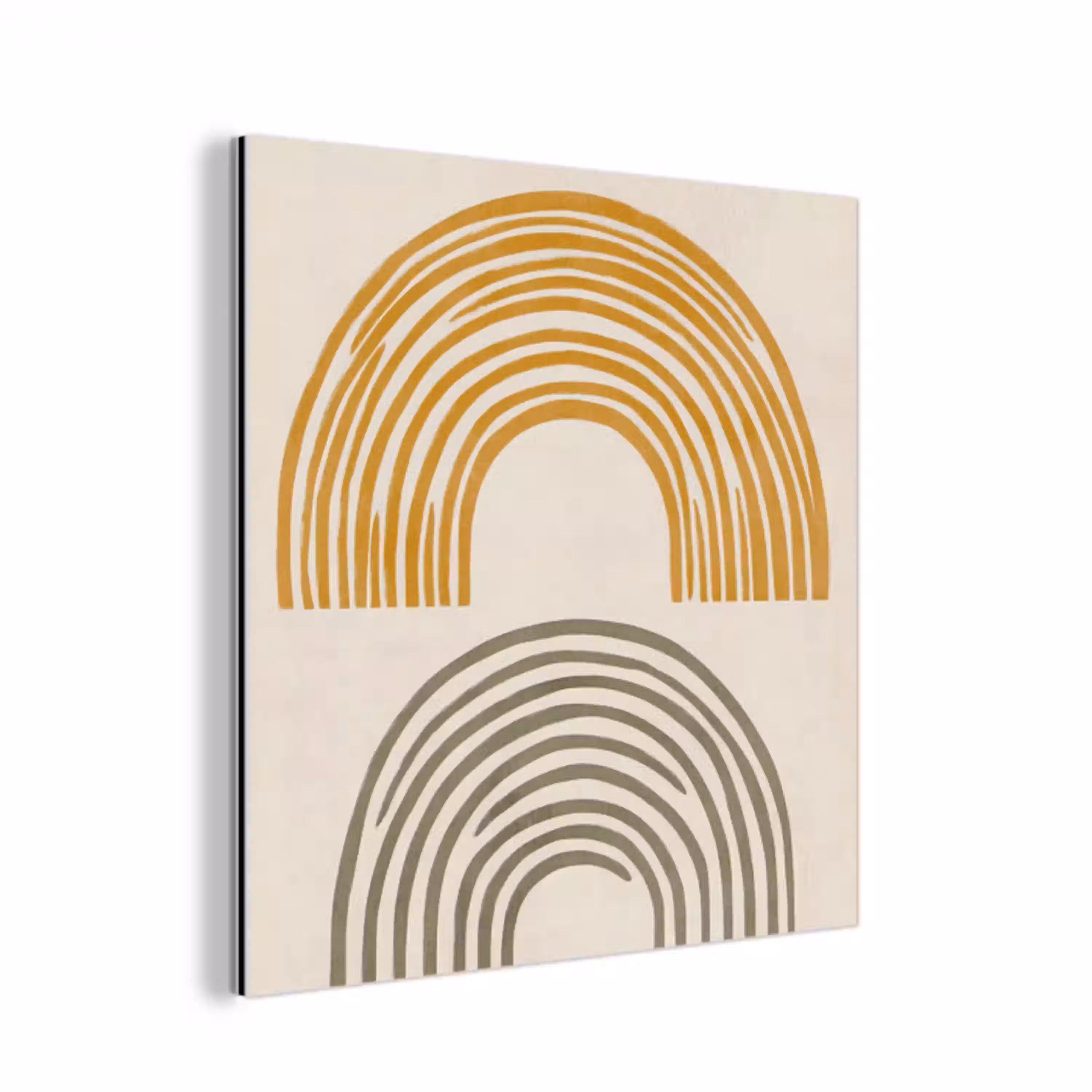 Bogen - Lijnen - Oranje - Minimalistisch aluminium wit klein -3d