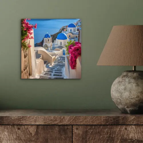 Santorini - Bloemen - Griekenland aluminium wit klein -sfeer2
