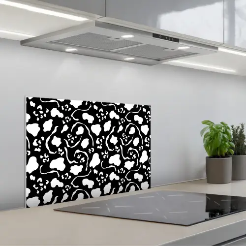 Wit - Zwart - Vormen - Patroon keuken achterwand spatscherm klein 900 -3d_schuin