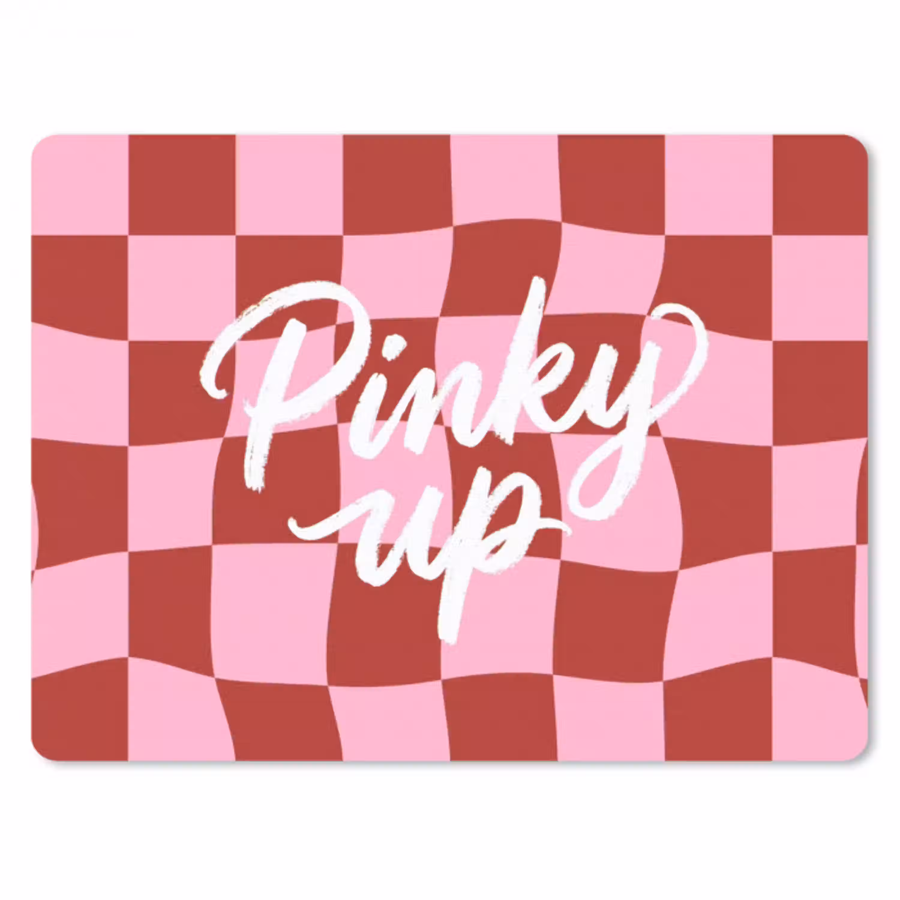 Pinky up - Geblokt - Bordeauxrood muismat rubber klein -3d