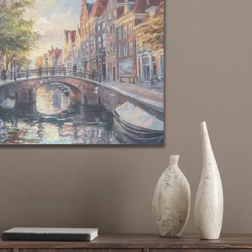 Brug - Stad - Huizen - Boot PET vilt klein -sfeer6_closeup